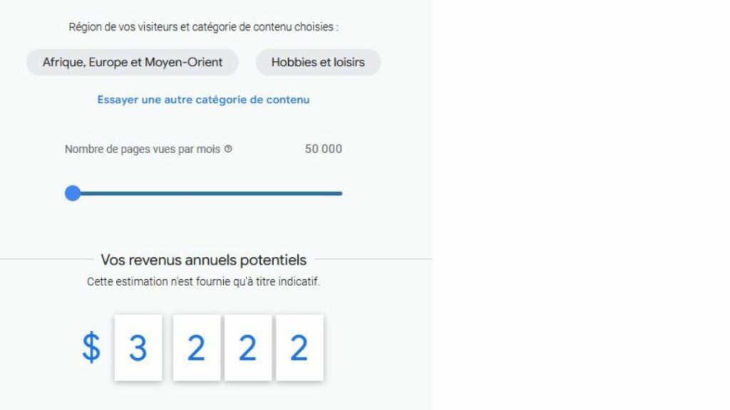 Estimation des revenus générés avec Google AdSense