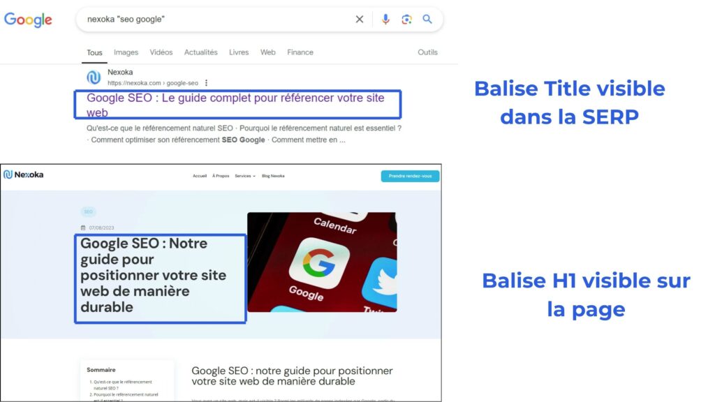 La différence entre balise H1 et balise Title